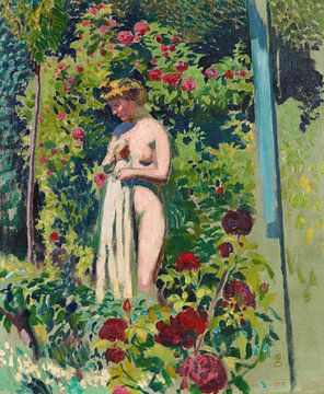 Nimf met bloemen (Naakt met draperie, in de tuin), Maurice Denis