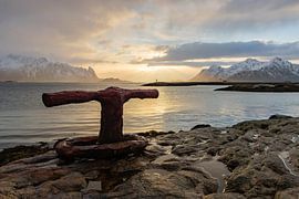 Sun rising over Fjord Lofoten by Paul Veen