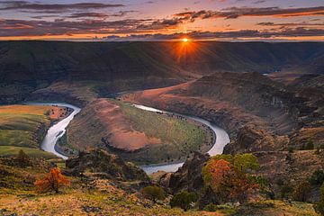 Sonnenuntergang am John Day River, Oregon, USA.