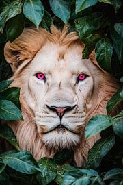 White lion in the foliage - The fascination of nature by Poster Art Shop