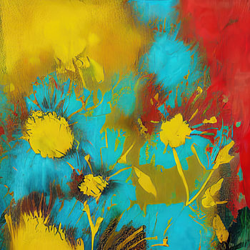 Abstract painting with floral fantasy