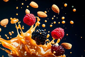 Fruitexplosie in karamel - Dynamisch van Poster Art Shop