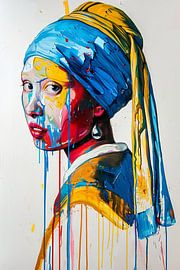 Druipende kunst Het meisje met de parel van Poster Art Shop