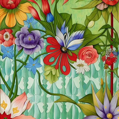 FLOWERS ON RETRO BACKGROUND