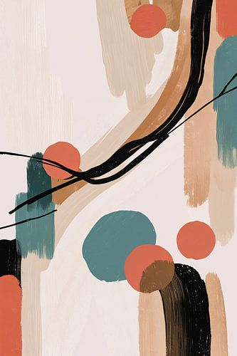 Abstract Japandi stijl schilderij met kleuren