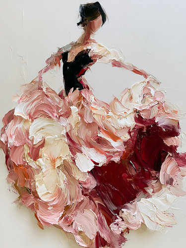 Elegante Ballerina in Rosa – Ausdrucksstarke Malerei
