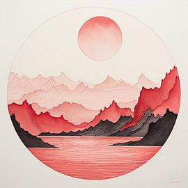 Sonnenuntergang in japanischer Landschaft von Lauri Creates