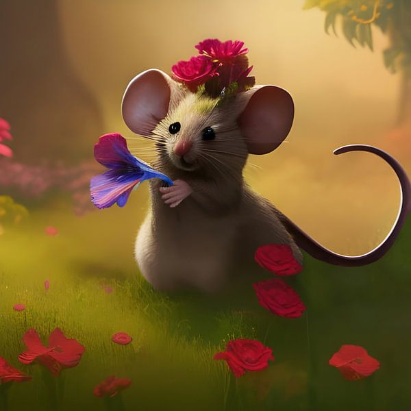 Mouse in the flower meadow by Babetts Bildergalerie