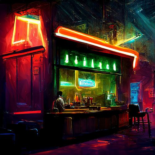 Café at the end of the night around closing time