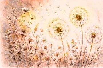 Pusteblumen im Licht von Claudia Gründler