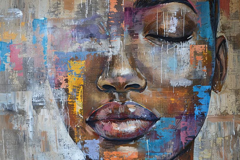 Abstract Portrait of Woman with Colours by Art & Soul Creations