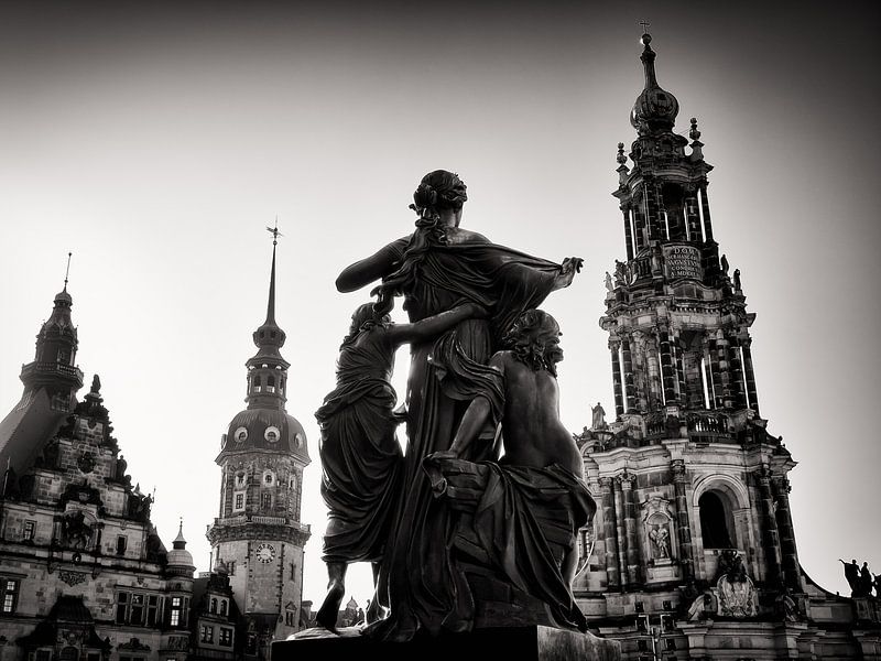 Zwart-wit fotografie: Dresden - Schlossplatz van Alexander Voss