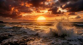 Un coucher de soleil spectaculaire sur les vagues déferlantes sur Markus Gann