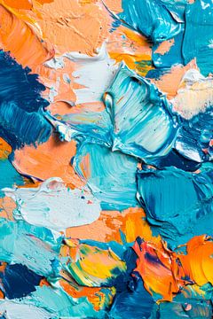 Colour explosion in blue and orange - Abstract by Poster Art Shop