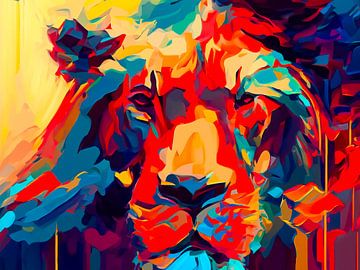 Leeuw met verschillende kleuren van Mustafa Kurnaz