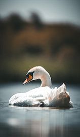 Schwan auf dem Wasser von Daniel Hop