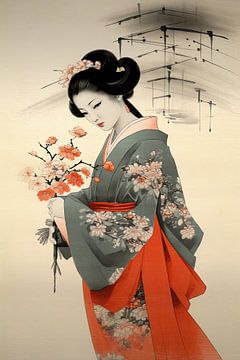 Betoverende Geisha, harmonie van schoonheid van Peter Balan