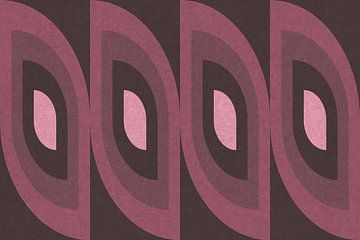 Retro geometrisch patroon. Bauhaus stijl. Roze, zacht rood, bruin. van Dina Dankers