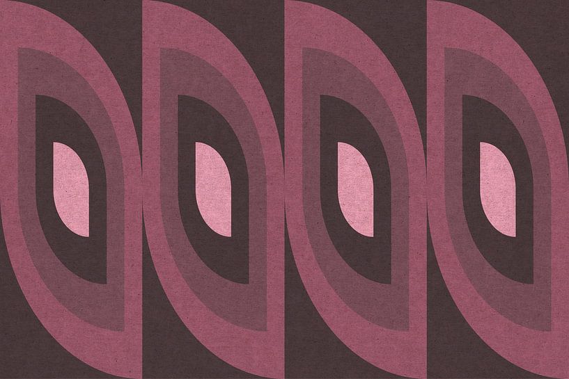 Geometrisches Retro-Muster. Bauhaus-Stil. Rosa, zartes Rot, Braun. von Dina Dankers
