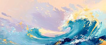 Vague marine dynamique aux couleurs douces sur Poster Art Shop