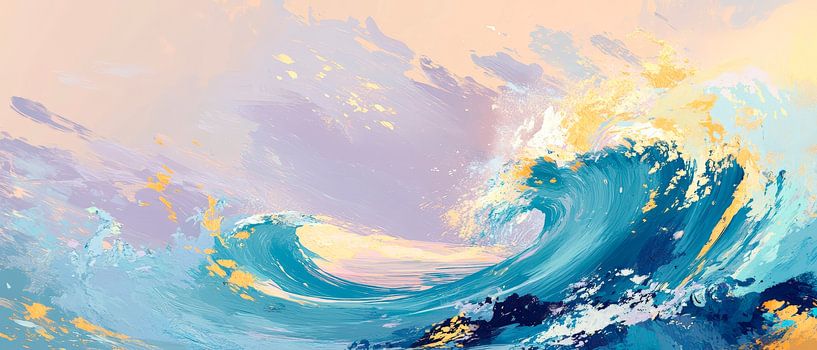 Dynamische Meereswelle in sanften Farben von Poster Art Shop