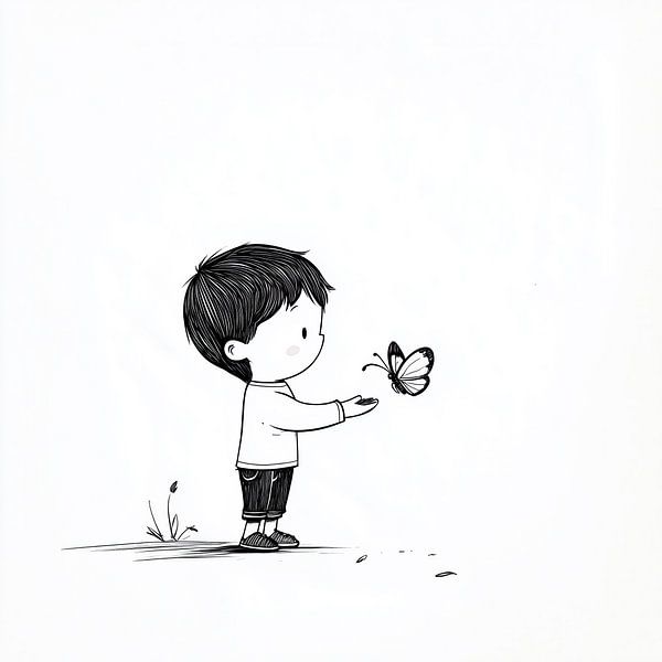 Boy and a butterfly sketch by TheXclusive Art
