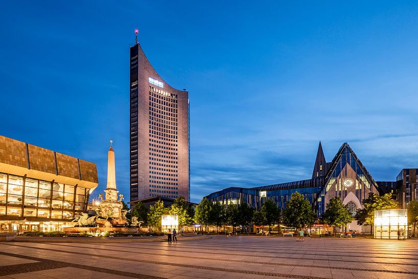 L'heure bleue sur l'Augustusplatz à Leipzig par Werner Dieterich