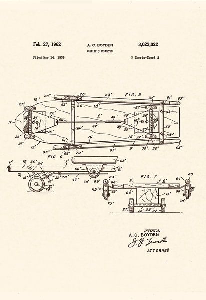SKATEBOARD PATENT 1962 by Jaap Ros