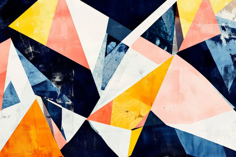 Kleurrijke geometrische vormen op een donkere achtergrond van Poster Art Shop