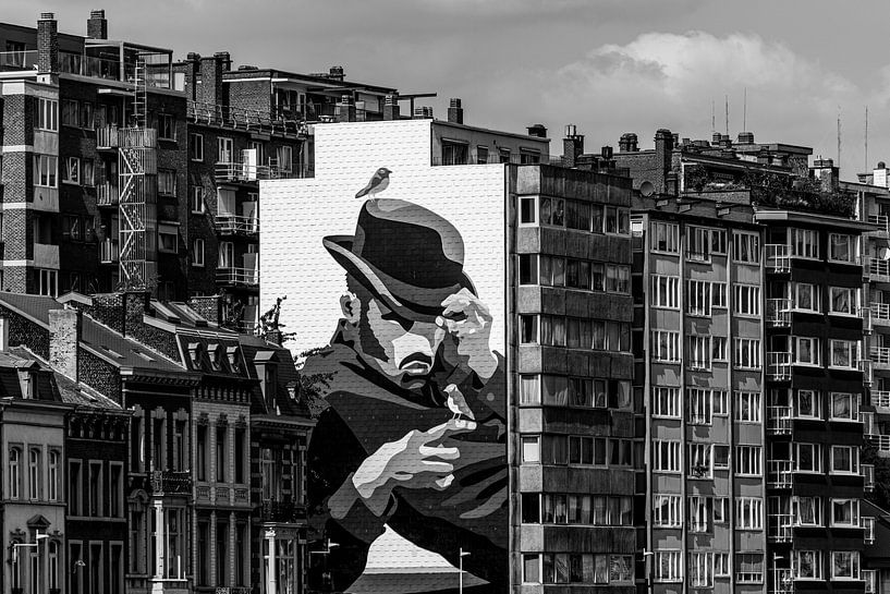Mural on flats in Liège by Mike Peek