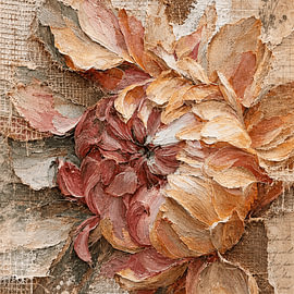 Vintage Botanische Herfst: Dahlia op jute textuur in warme tinten