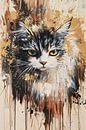 Abstracte kat met verfspatten van Imperial Art House thumbnail