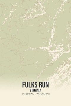Vintage landkaart van Fulks Run (Virginia), USA. van MijnStadsPoster
