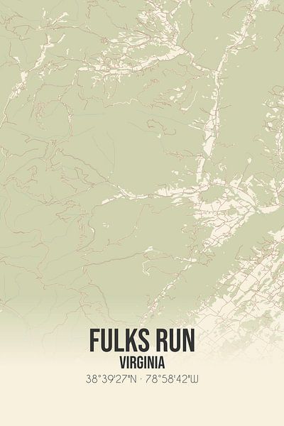 Carte ancienne de Fulks Run (Virginie), USA. par Affiches de lieux