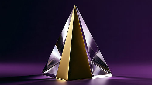 Gold and crystal pyramid sculpture