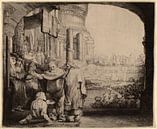 Peter und Johnannes der Krüppel Heilend am Tor des Tempels von Rembrandt van Rijn Miniaturansicht