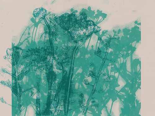 Groene bloemen op wit