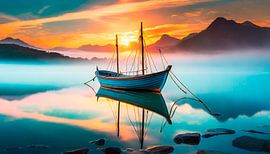 Boot met landschap