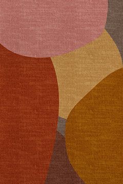 Moderne abstracte geometrische organische retrovormen in aardetinten: terra, geel, roze, bruin van Dina Dankers