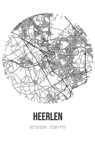 Heerlen (Limburg) | Landkaart | Zwart-wit