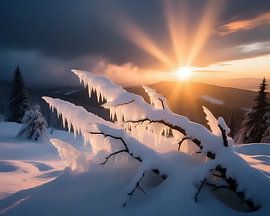 Drama over the winter valley by Jean Pierre