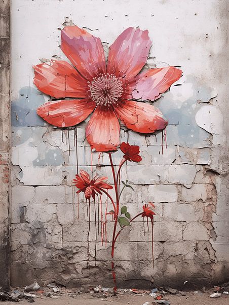 wall graffiti pink ote flower decay history past by gm_designs