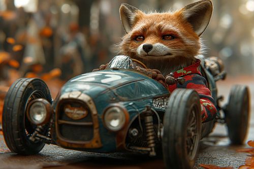 Snelle vossenrace in de herfstbladerenjungle