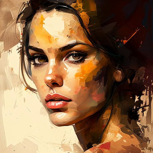 Abstract portret in aardetinten