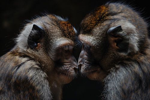 Twee apen in intense confrontatie