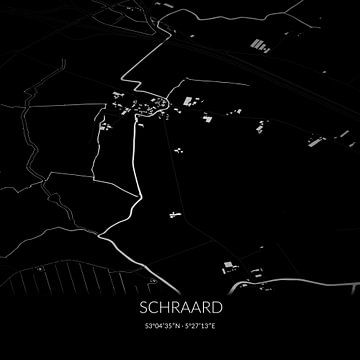 Zwart-witte landkaart van Schraard, Fryslan. van Rezona