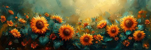 Tournesols vifs en poster de style aquarelle