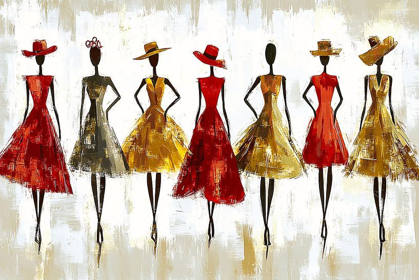 Silhouetten in bunten Kleidern von Art & Soul Creations