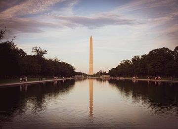 Washington Monument with sunset by Dennis Langendoen