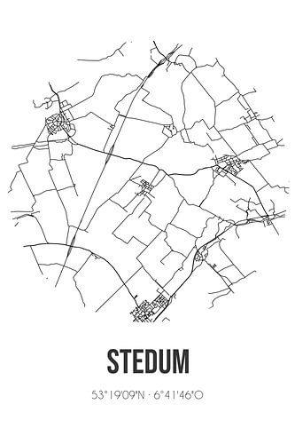 Stedum (Groningen) | Landkaart | Zwart-wit